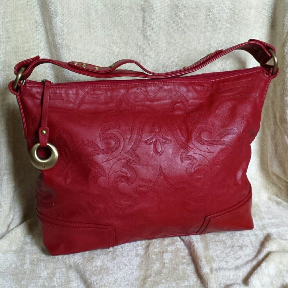 Authentic Donald J Pliner leather 'Tooled' tote